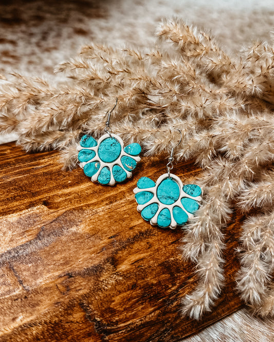 Turquoise Flower Cluster Dangles