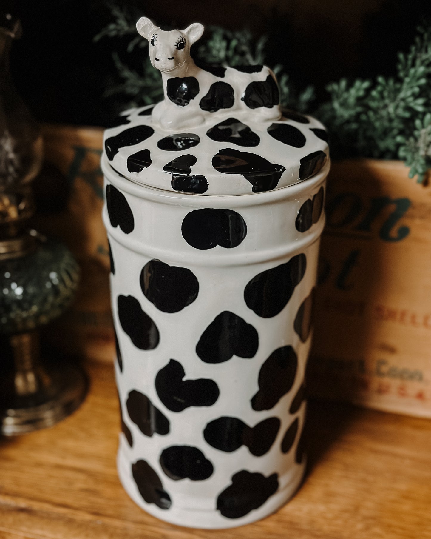 Vintage Cow Canister