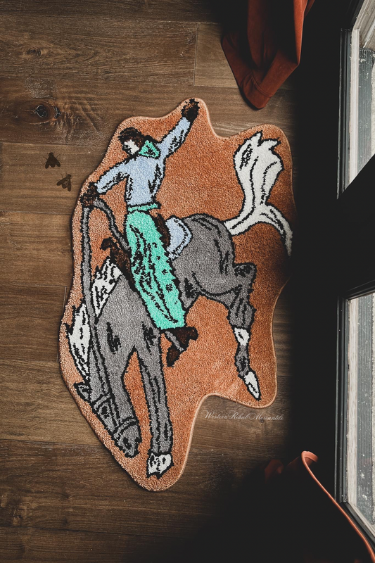 Buckin Bronc Rug